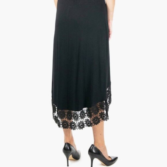 Nina Leonard Non-Iron Crochet-Hem Midi Dress in Black – Size Large – NWT - Picture 8 of 8
